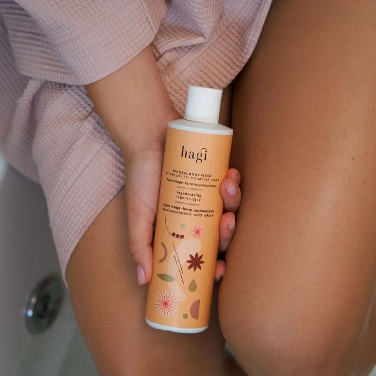 Hagi, naturalny regenerujący żel do mycia ciała, korzenna pomarańcza, 300 ml