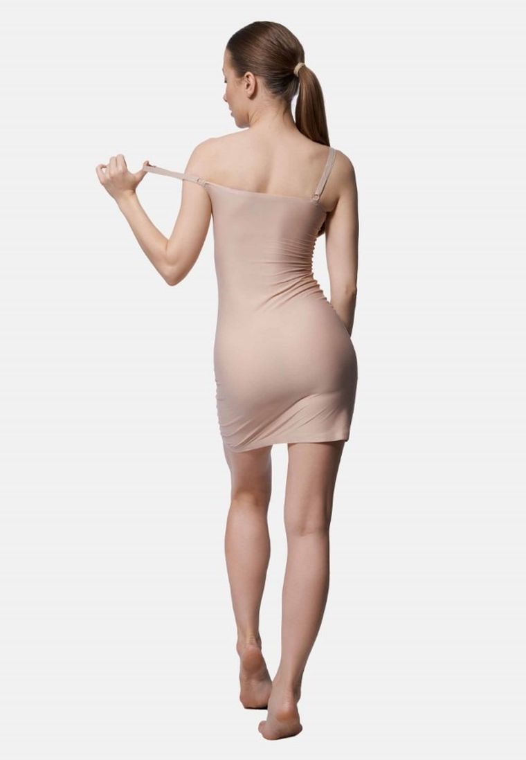 Halka damska na ramiączka, modelująca, beżowa, Julimex