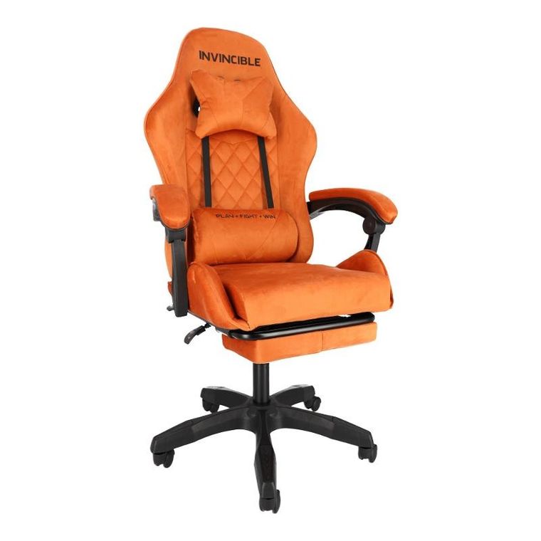 HaloFuture, fotel gamingowy, z podnóżkiem, brązowy