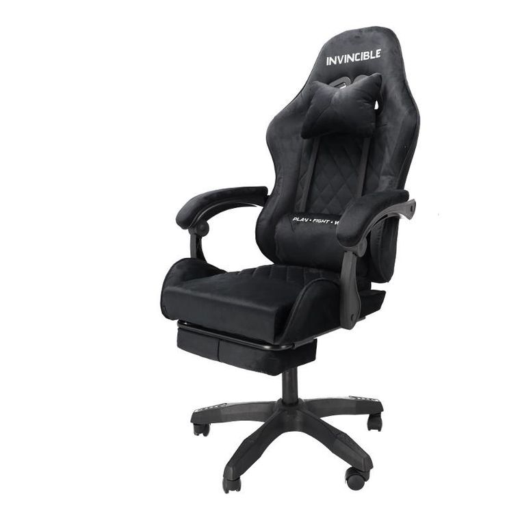 HaloFuture, fotel gamingowy, z podnóżkiem, czarny