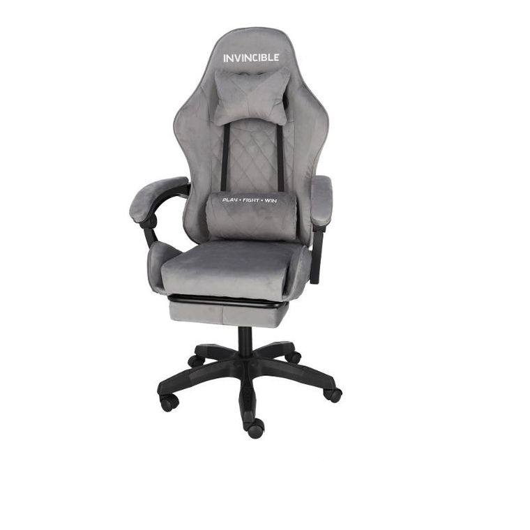 HaloFuture, fotel gamingowy, z podnóżkiem, szary