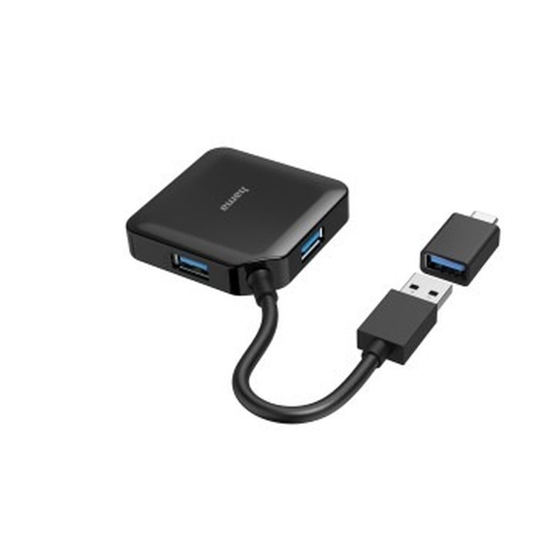 Hama, hub USB, 4 porty USB 3.2, gen1 5 gbit/s, z adapterem USB-C
