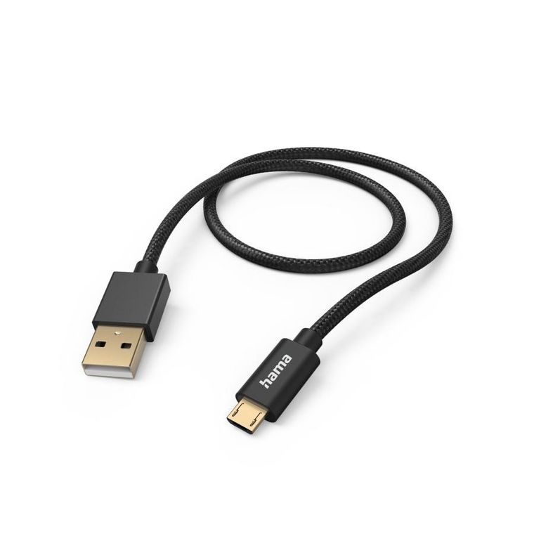 Hama, kabel ładujący, data, fabric usb-amicro-usb, nylonowy, czarny