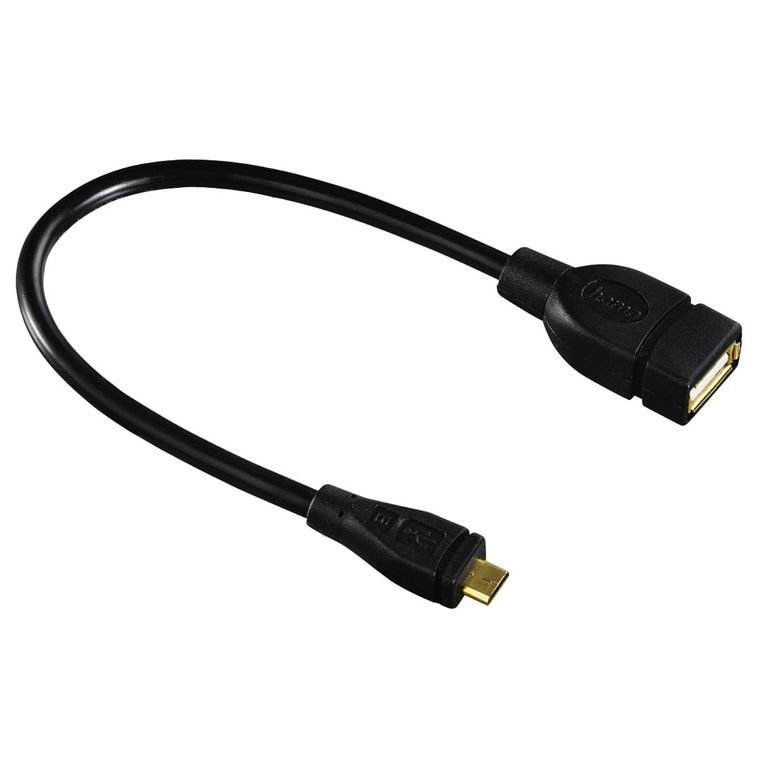 Hama, kabel OTG USB A gniazdo / micro B wtyk, 15 cm, czarny