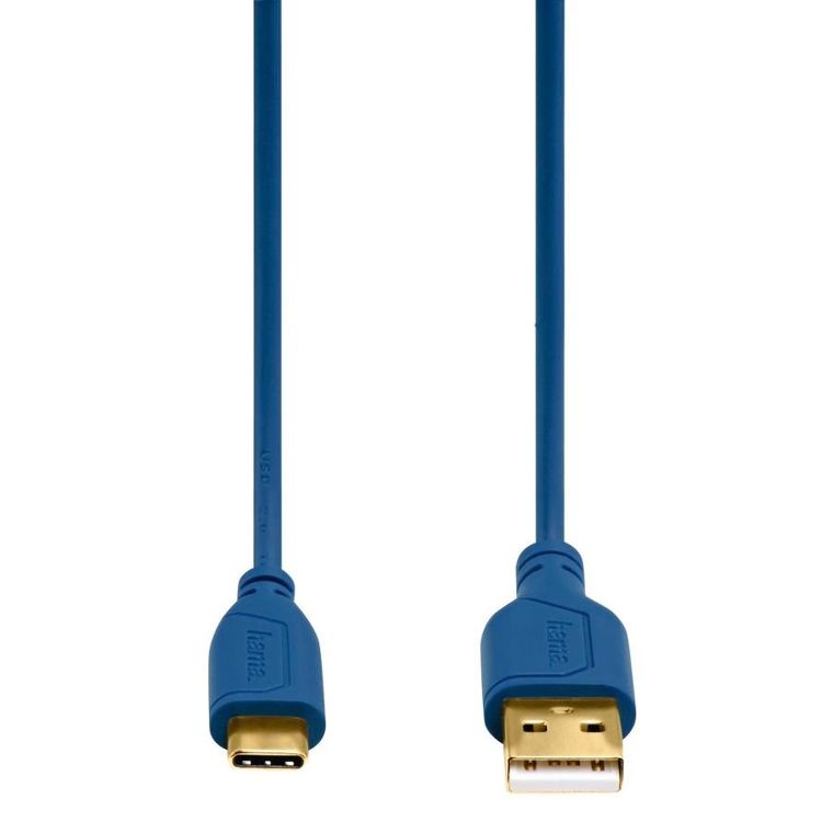Hama, kabel USB-C-USB 2.0 A, flexi-slim, 0.75m, niebieski