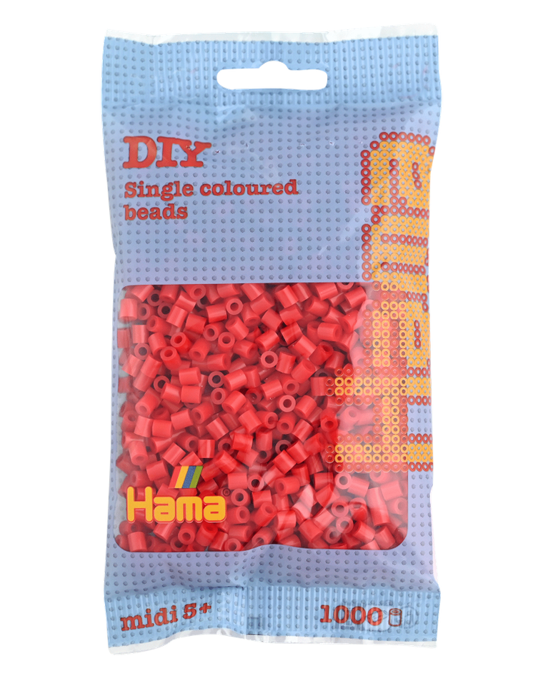 Hama, midi koraliki do prasowania, czerwony, 1000 szt.