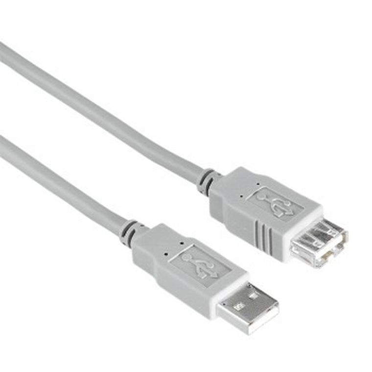 Hama, przedłużacz USB a-a 1,5m szary, koszowy
