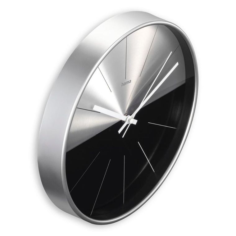 Hama, zegar ścienny, sicily, 30 cm, srebny/czarny