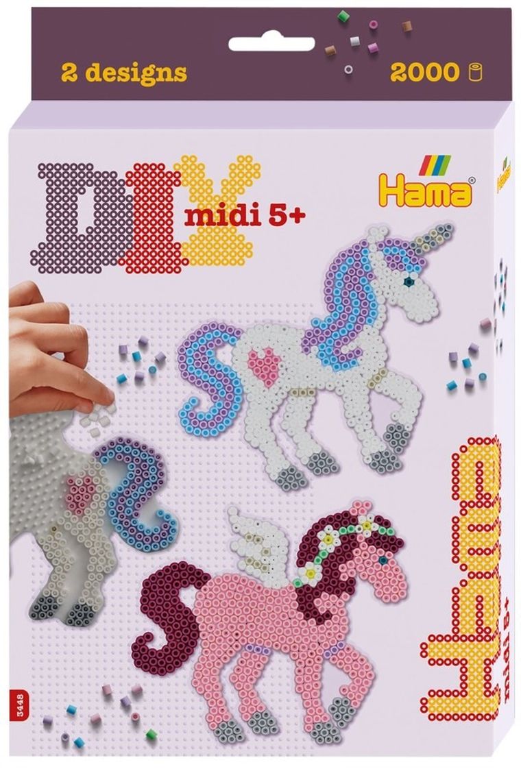 Hama, zestaw: koraliki do prasowania + plansza, fantastyczne konie