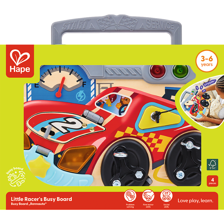 Hape, drewniana tablica manipulacyjna, mały kierowca, interaktywna