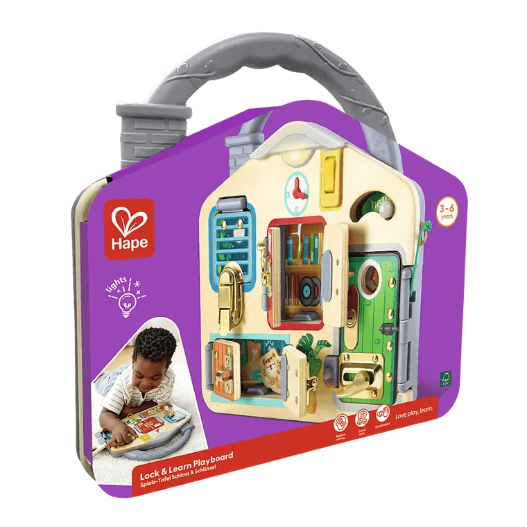 Hape, tablica manipulacyjna, zabawka drewniana