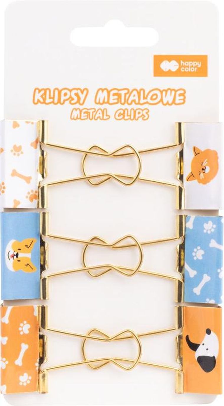 Happy Color, klipsy metalowe, Cat&Dog, 6 szt.