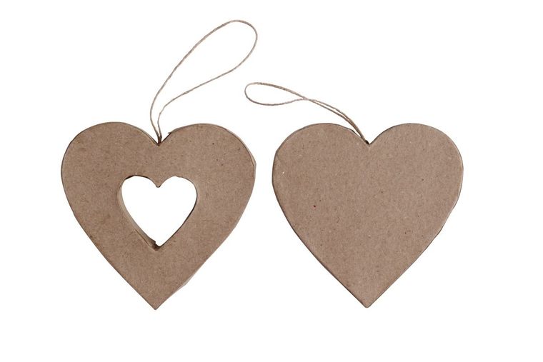 Happy Color, kształty z papier mache, Heart, 10-2.5 cm, 2 szt.