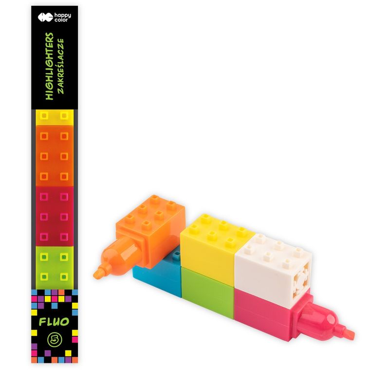 Happy Color, Pixi Blox, zakreślacze, Fluo, 5 kolorów