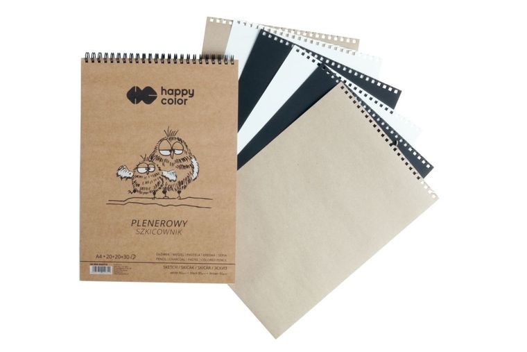 Happy Color, plenerowy szkicownik na spirali A4, 80/90g, 70 arkuszy