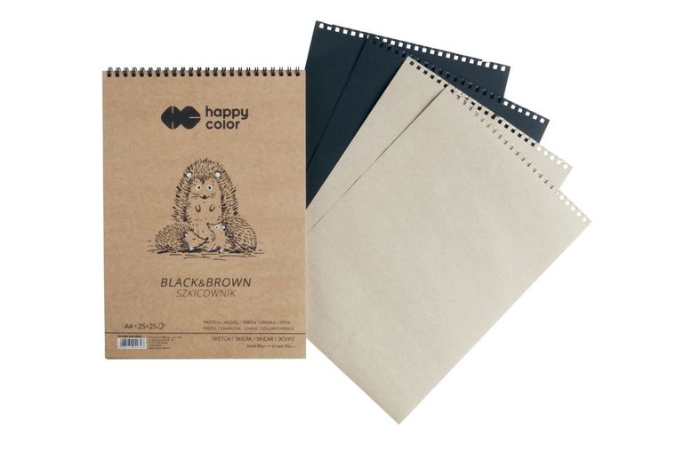 Happy Color, Szkicownik na spirali, Black&Brown, A5, 80g, 50 arkuszy