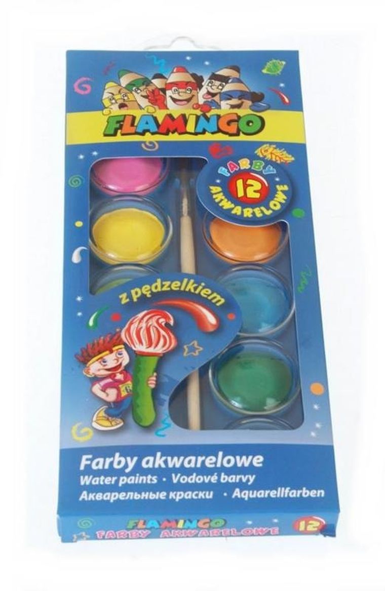 Hasta, farby akwarelowe, flamingo, 12 kolorów