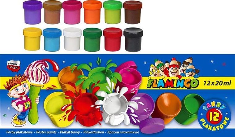 Hasta, farby plakatowe, flamingo, 12 kolorów, 20ml