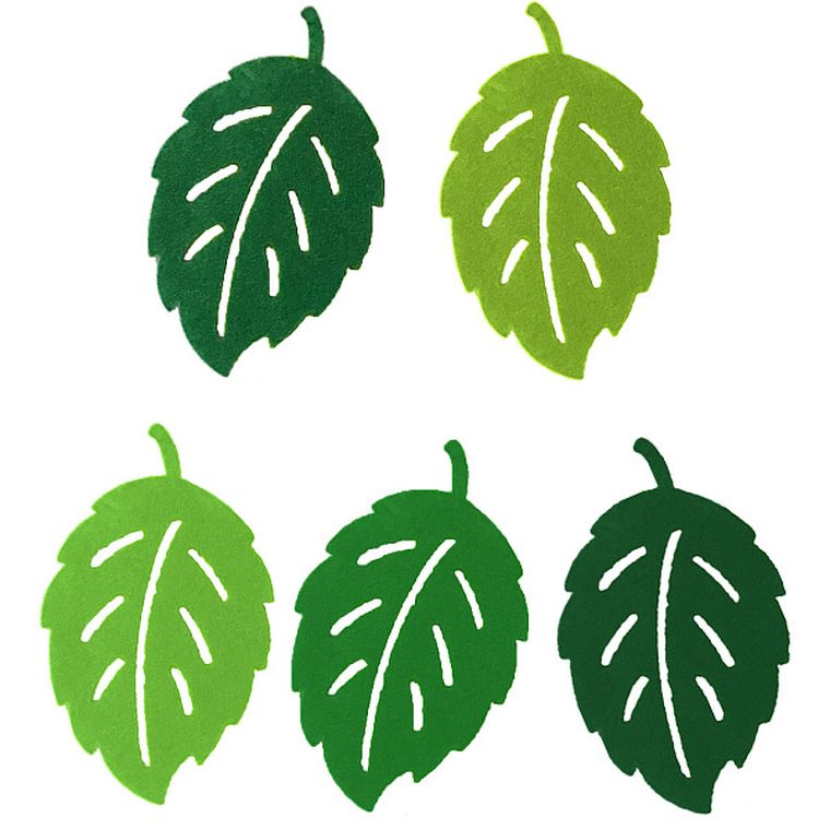 Hasta, filcowe liście ażurowe, 85-60mm, zielone, 5 szt.