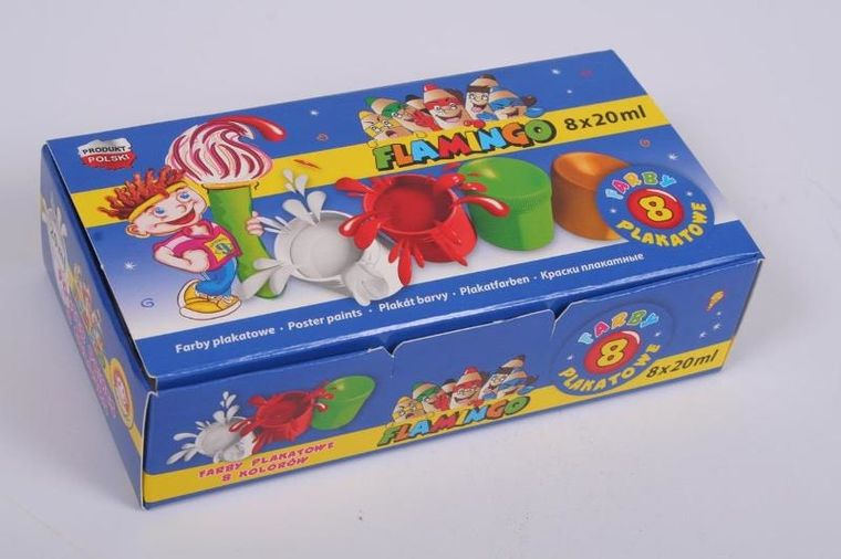 Hasta, Flamingo, farby plakatowe, 8 kolorów, 20 ml