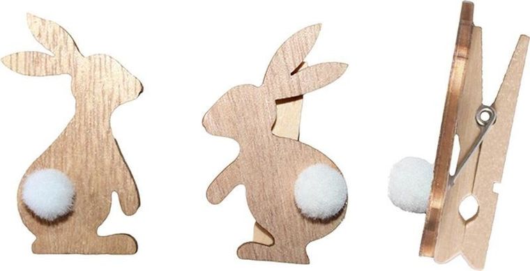 Hasta, klamerki drewniane, króliki, 6 szt.