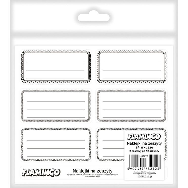 Hasta, Titanum Craft-fun Series, naklejki na zeszyt/etykiety, biało-czarne