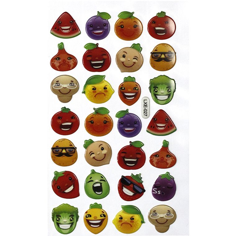 Hasta, Titanum Craft-fun Series, naklejki wypukłe, emotikony owoce warzywa