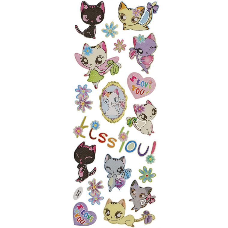 Hasta, Titanum Craft-fun Series, naklejki wypukłe, kotki x45