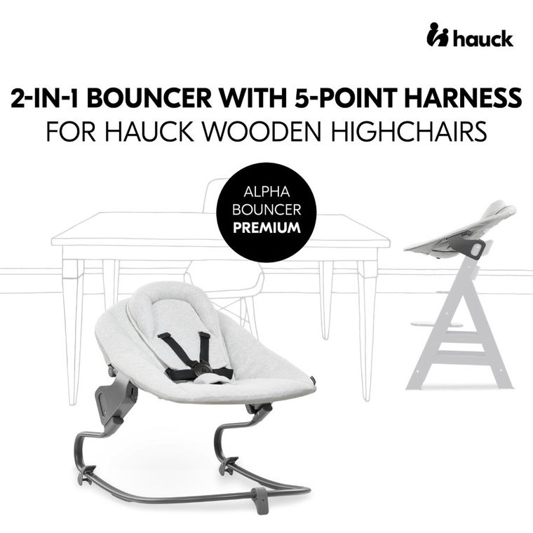 Hauck, Alpha+, leżaczek premium, Light Grey