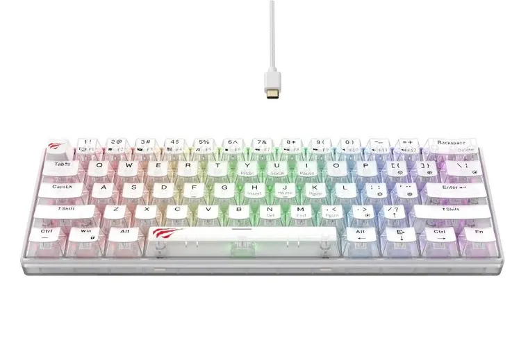 Havit, klawiatura gamingowa, biel transparentna, KB903L