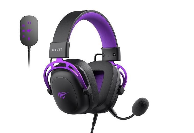 Havit, słuchawki gamingowe, H2002+U, czarno-fioletowy