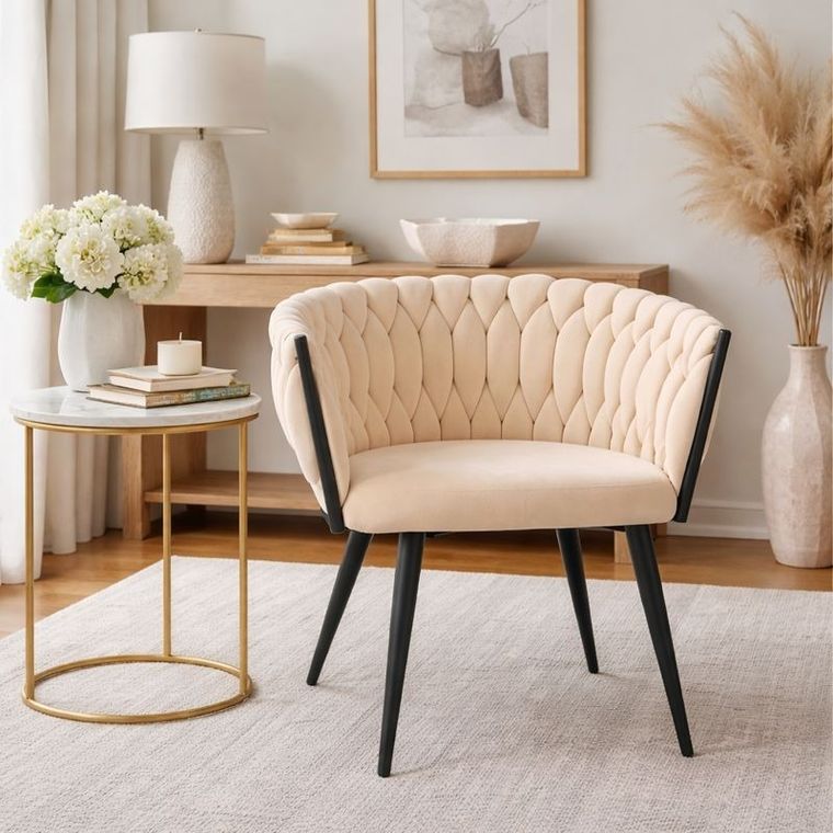 Hedo, Glamour, krzesło welurowe, beżowe