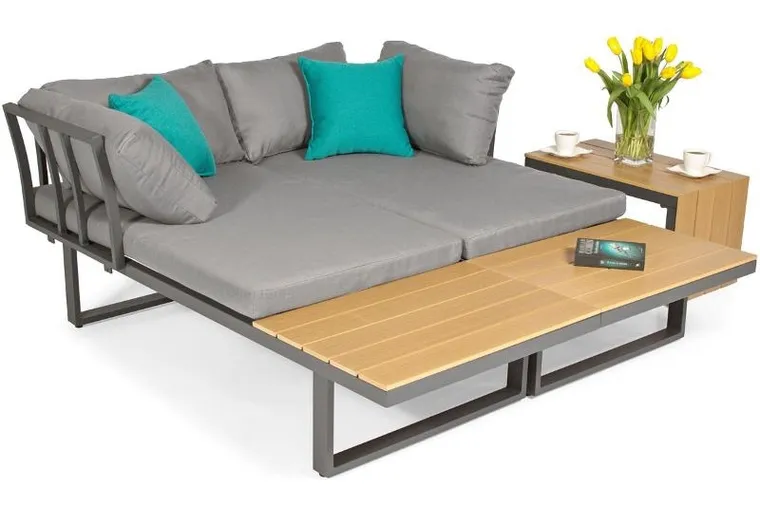 Hedo, narożnik ogrodowy, zestaw mebli, 4 osobowy, szary, 254-184 cm