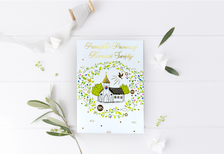 Henry, karnet B6, I Komunia Święta, z kieszonką, kościół