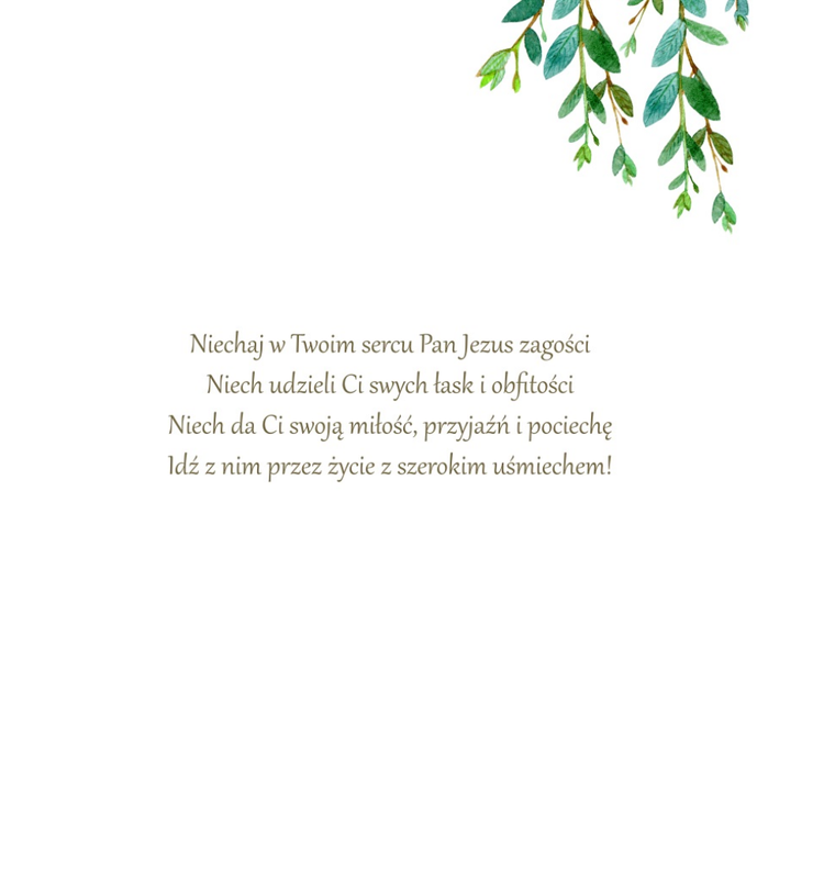 Henry, karnet, I Komunia Święta, liście, lakier 3D