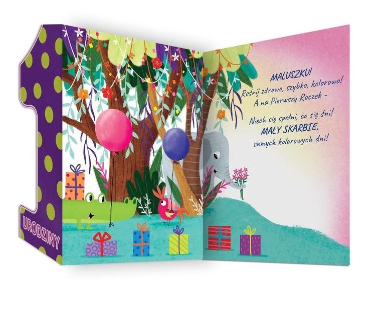 Henry, karnet urodzinowy z klapką A5, roczek, Panda