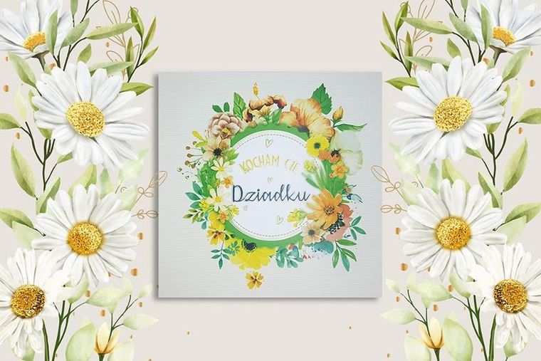 Henry, karnet, wianek z kwiatów, dziadek