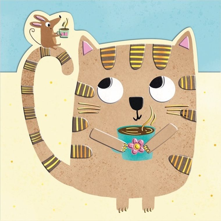 Henry, karnet wycinany, kot z myszką