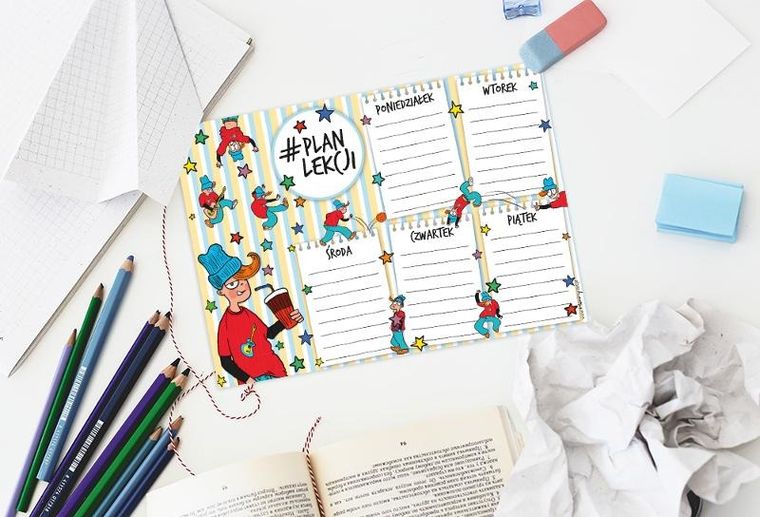 Henry, plan lekcji z tabliczką mnożenia, A5, chłopak