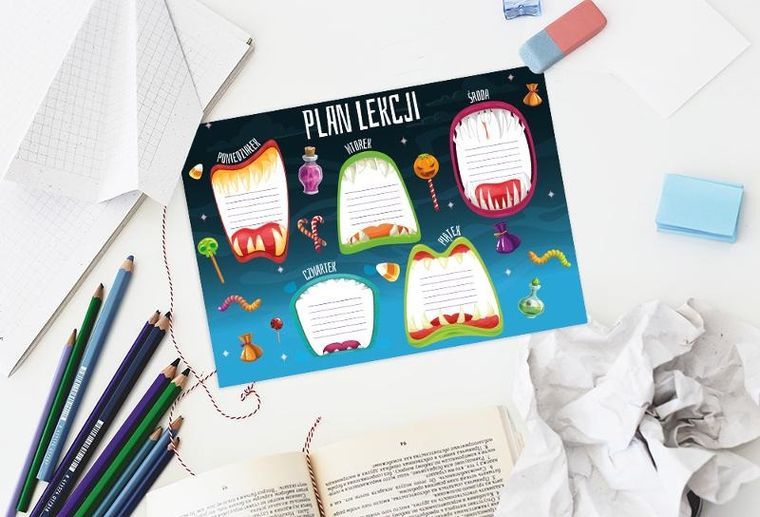 Henry, plan lekcji z tabliczką mnożenia, A5, wampiry