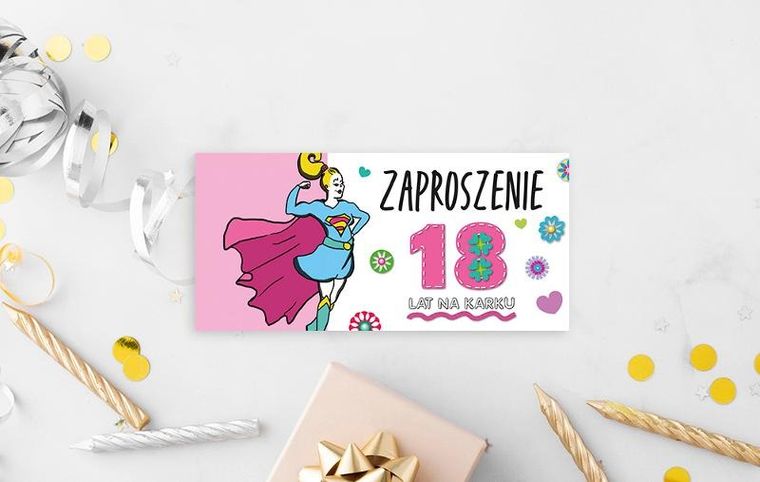 Henry, zaproszenie, urodziny 18, dziewczyna, 5 szt.