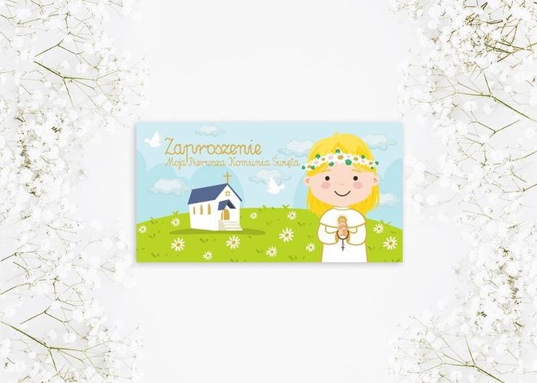 Henry, zaproszenie z kopertą, komunia, 80-155 mm