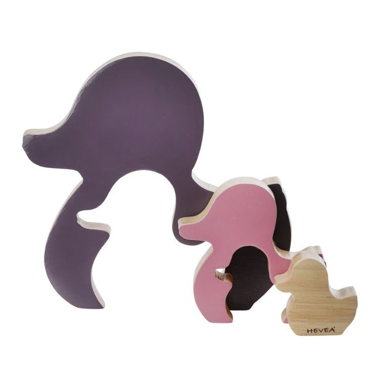 Hevea, Kaczuszki, drewniana układanka, różowa