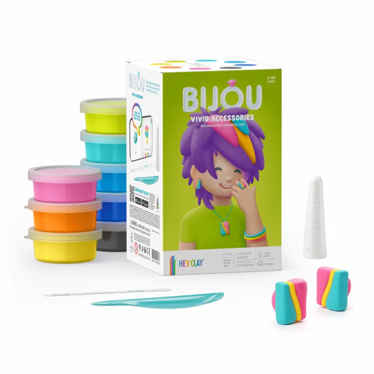 Hey Clay, Bijou, kolorowa biżuteria, masa plastyczna, 8 szt.