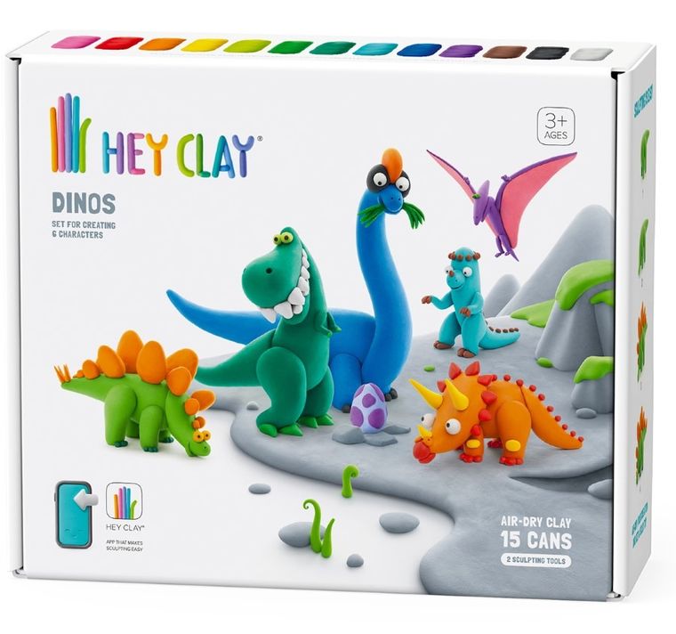 Hey Clay, Dinozaury, masa plastyczna, 15 szt.