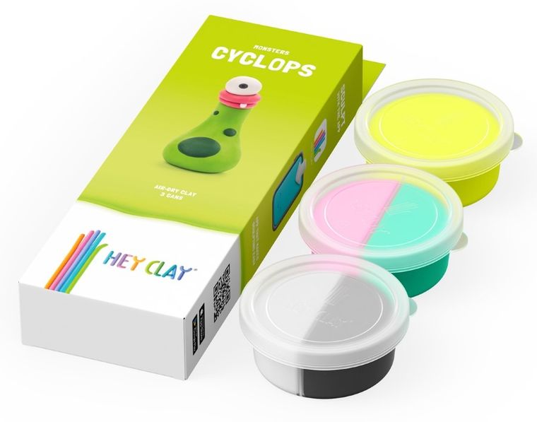 Hey Clay, Potwory, Cyclops, masa plastyczna, 3 szt.