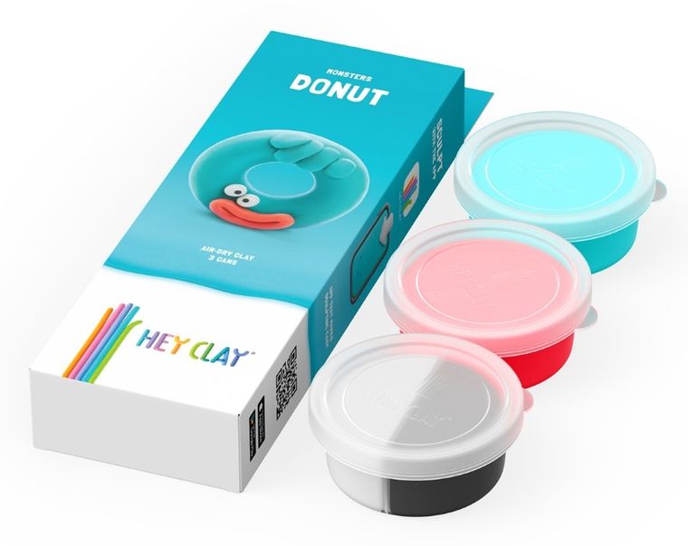 Hey Clay, Potwory, Donut, masa plastyczna, 3 szt.