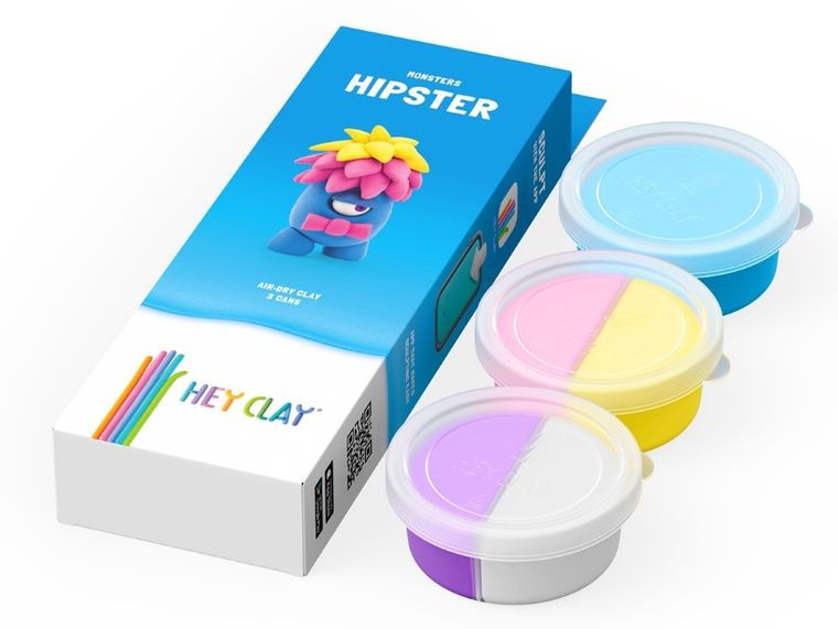 Hey Clay, Potwory, Hipster, masa plastyczna, 3 szt.