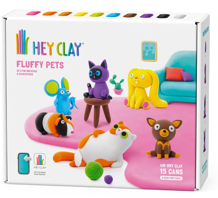 Hey Clay, Puchate Zwierzaki, masa plastyczna, 15 szt.