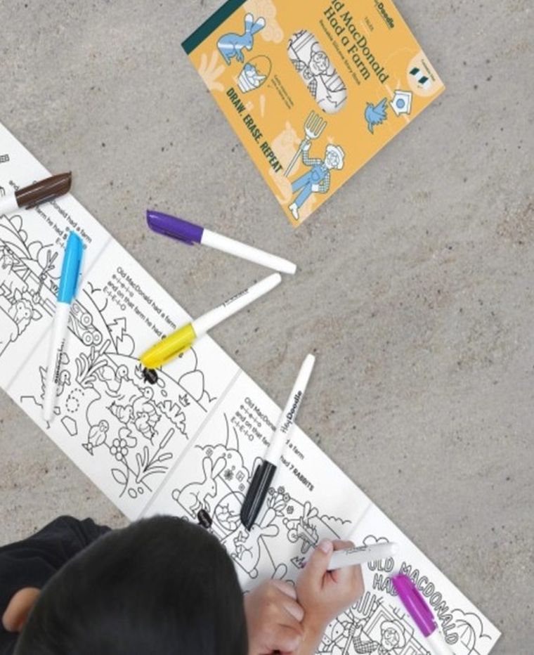 Hey Doodle, książeczka silikonowa do kolorowania, Old MacDonald